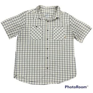 Merrell Opti-Wick UPF 30+ Collard Button Down Yellow Plaid Summer Shirt Mens XL